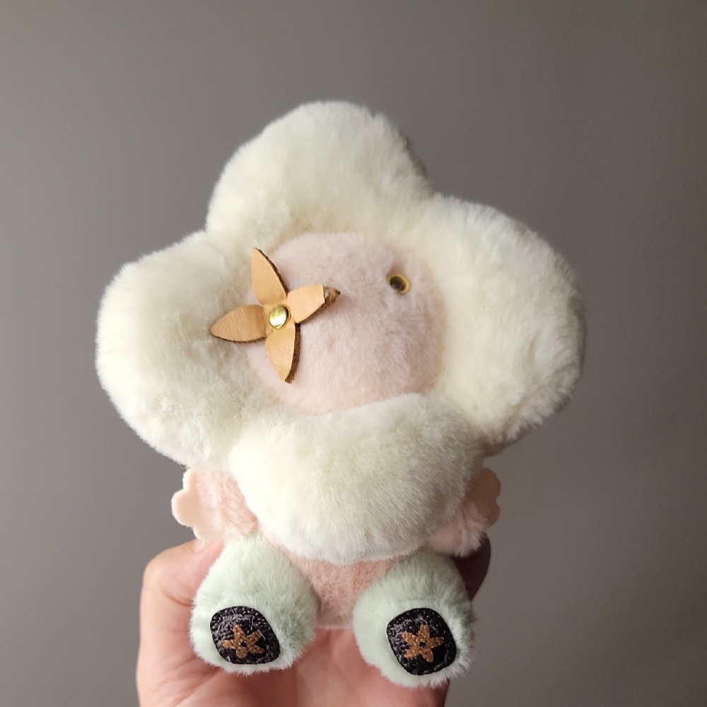 Fluffy Cream and Pink Key Holder